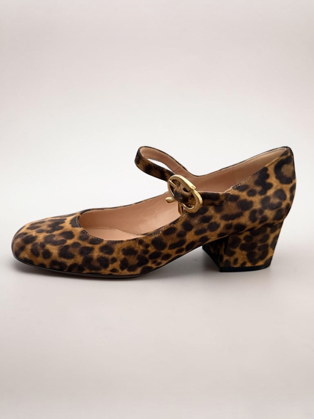 Gianvito Rossi Mary Ribbon 45mm Heel Leopard-print Suede Mary Jane Pumps 37